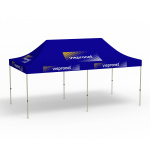 Pavillon pliable Basic, 3 x 6 m, bleu, avec 10 logos imprimés