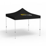 Pavillon pliable Eco, 3 x 3 m, noir, toit avec 1 logo imprimé (Coté 1)