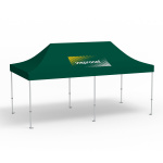 Pavillon pliable Premium, 3 x 6 m, vert, toit avec 1 logo imprimé (Côté 1)