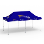 Pavillon pliable Premium, 3 x 6 m, bleu, avec 10 logos imprimés