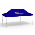 Pavillon pliable Select, 3 x 6 m, bleu, toit avec 1 logo imprimé (Côté 1)
