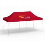 Pavillon pliable Select, 3 x 6 m, rouge, toit avec 1 logo imprimé (Côté 1)
