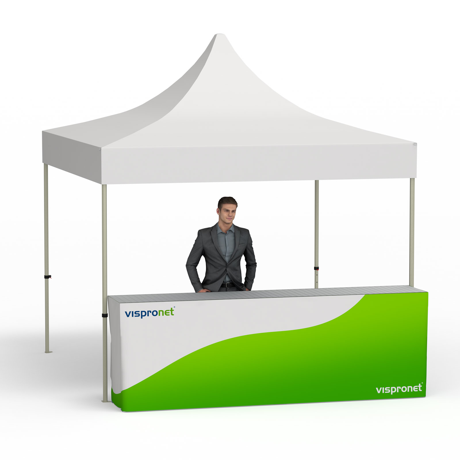 Table pliable avec banderole, combinaison avec une tente pliable
