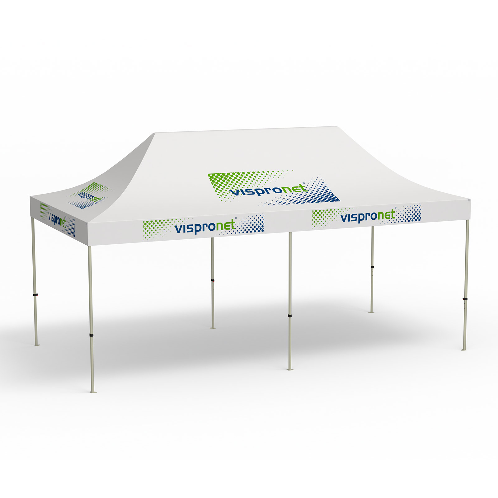 Pavillon pliable Basic, 3 x 6 m, blanc, avec 10 logos imprimés