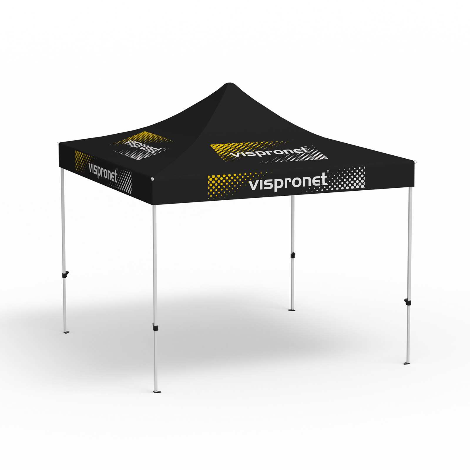 Pavillon pliable Eco, 3 x 3 m, noir, avec 8 logos impirmés