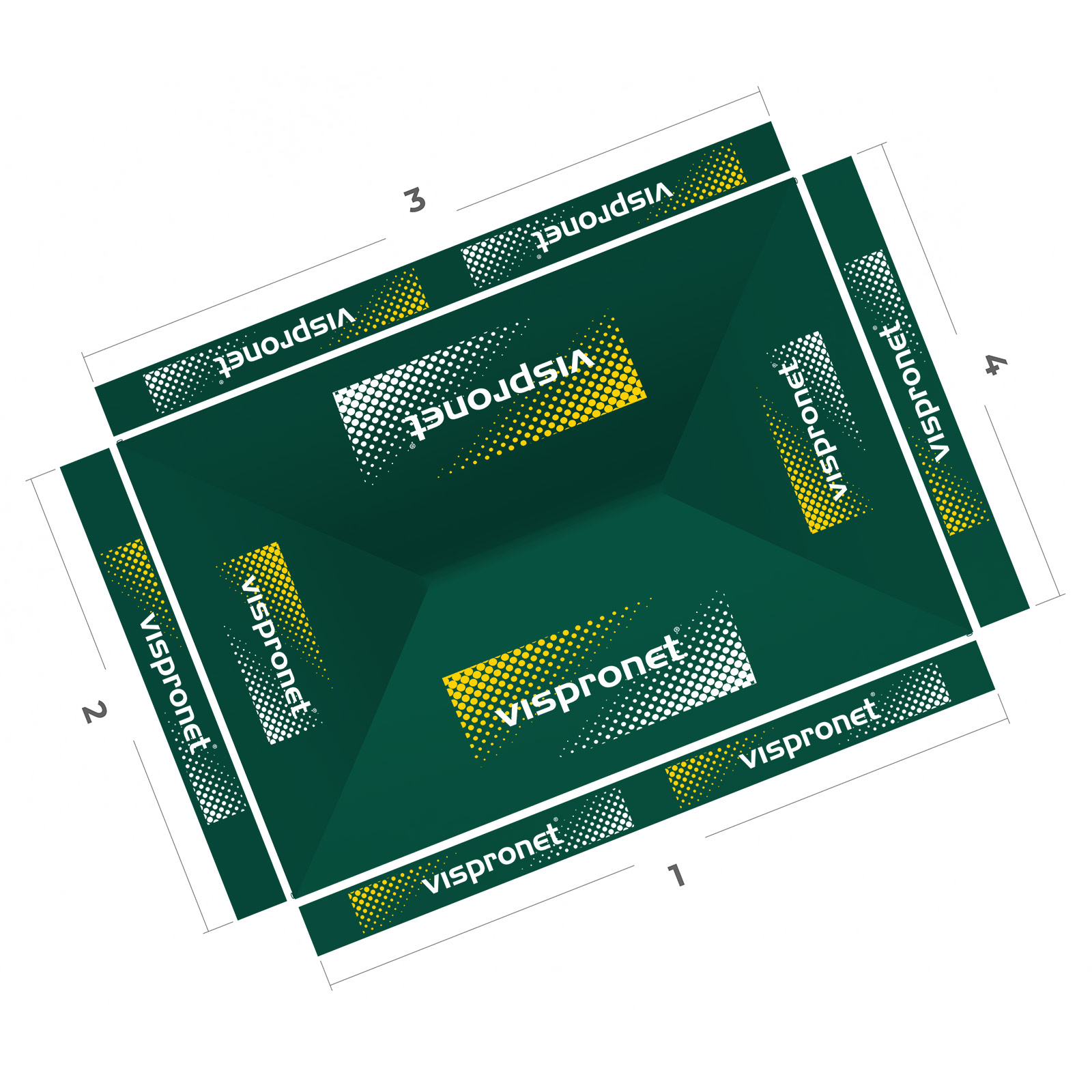 Pavillon pliable Basic 3 x 4,5 m, vue de dessus