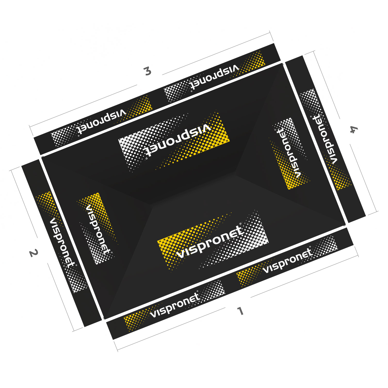 Pavillon pliable Basic 3 x 4,5 m, vue de dessus