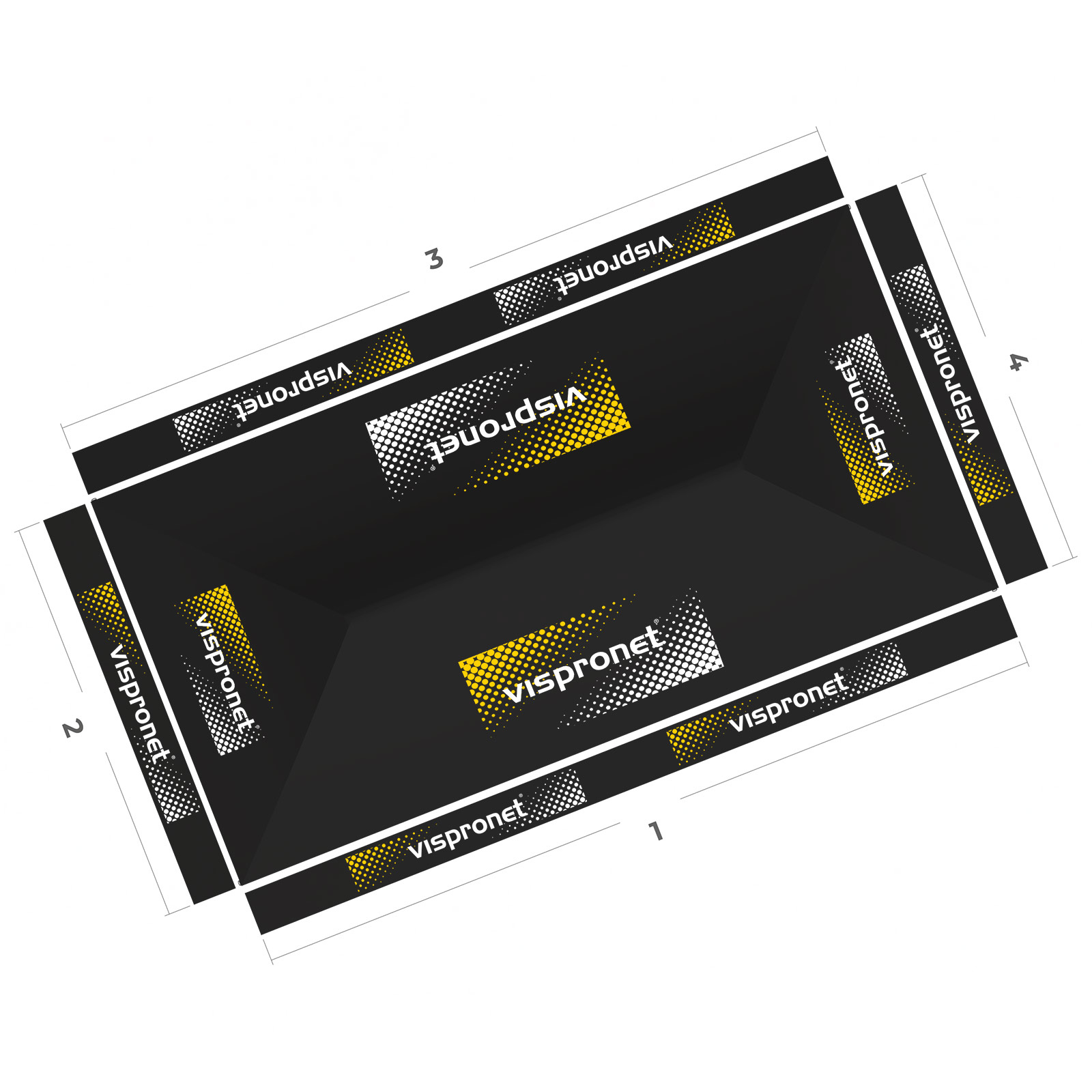 Pavillon pliable 3 x 6 m vue d'en haut