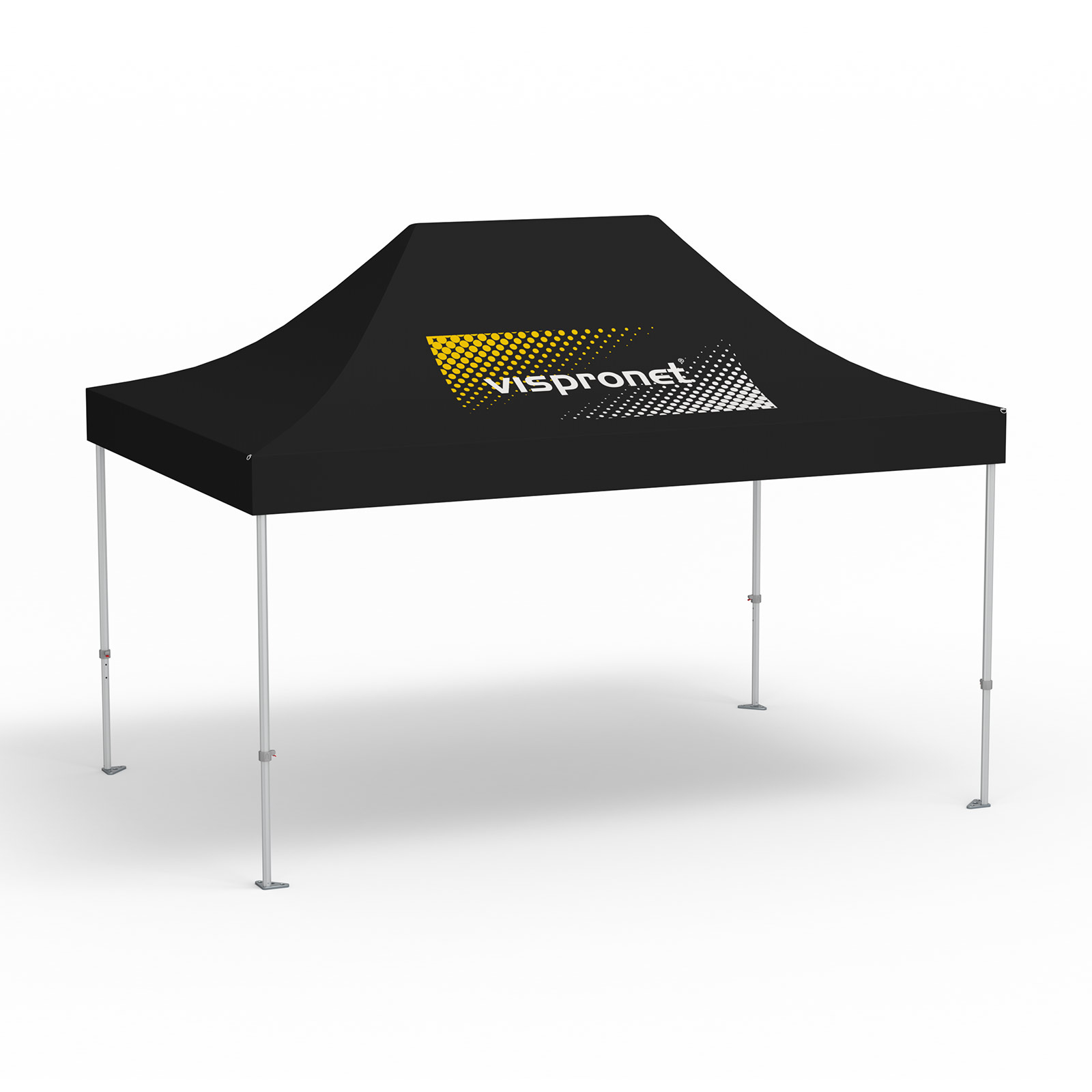 Pavillon pliable Premium, 3 x 4,5 m, noir, toit 1 logo imprimé (Côté 1)