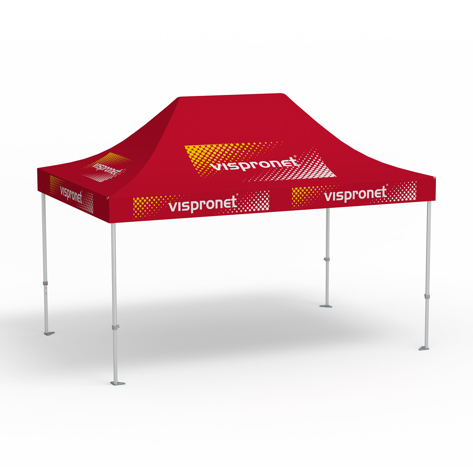 Pavillon pliable Premium, 3 x 4,5 m, rouge, 10 logos imprimés