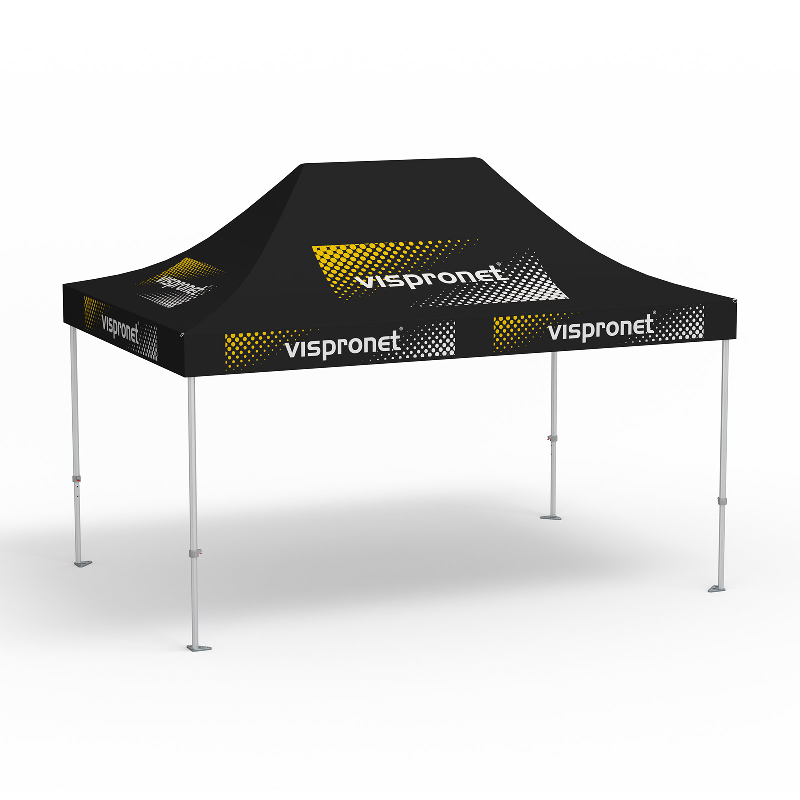 Pavillon pliable Premium, 3 x 4,5 m, noir, 10 logos imprimés