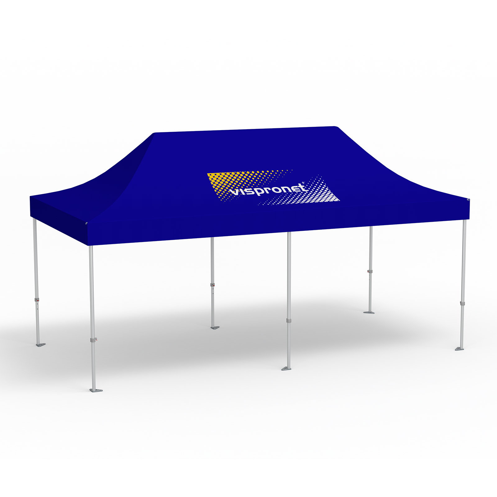 Pavillon pliable Premium, 3 x 6 m, bleu, toit avec 1 logo imprimé (Côté 1)