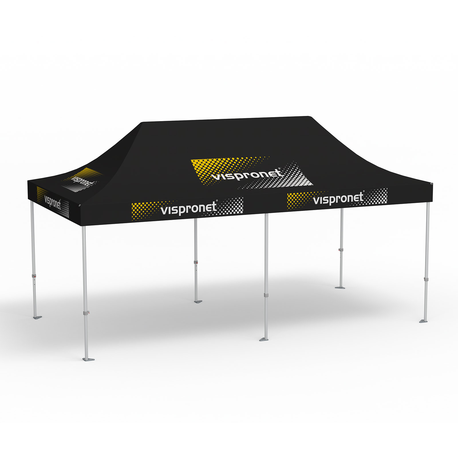 Pavillon pliable Premium, 3 x 6 m, noir, avec 10 logos imprimés