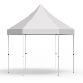 Pavillon pliable Select Hexagon 4 m, toit & volant blancs - sans cloisons