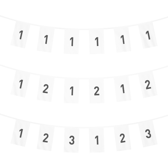 Guirlande de drapeaux - aperçu 1 motif, 2 motifs ou 3 motifs en alternance