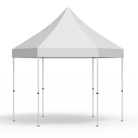 Pavillon pliable Select Hexagon 4 m, toit et volant blancs, non imprimés