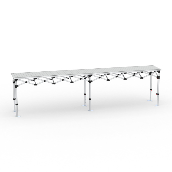 Table pliante en aluminium, 380 x 55 cm, sans partie imprimée