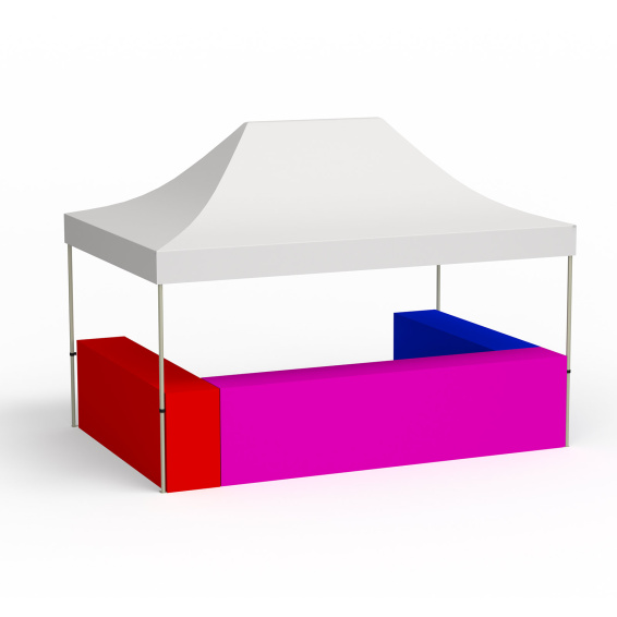 Variante d’implantation en U ; pavillon pliant 3x4,5 m