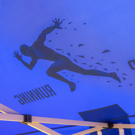 Tente pliante avec impression du logo - Vue du dessous de la tente