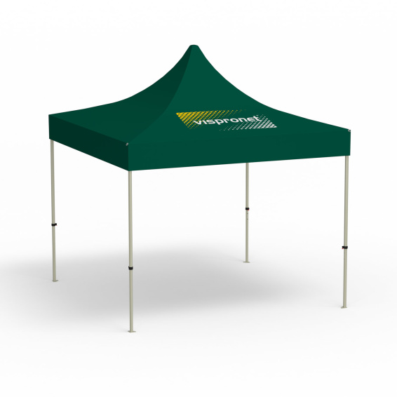 Pavillon pliable Basic, 3 x 3 m, vert, toit avec 1 logo imprimé (Coté 1)