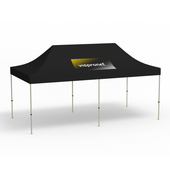 Pavillon pliable Basic, 3 x 6 m, noir, toit avec 1 logo imprimé (Côté 1)