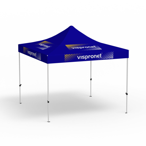 Pavillon pliable Eco, 3 x 3 m, bleu, avec 8 logos impirmés