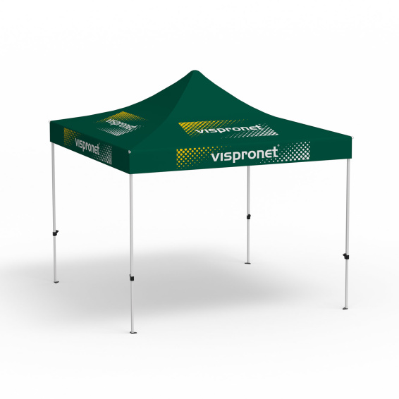 Pavillon pliable Eco, 3 x 3 m, vert, avec 8 logos impirmés