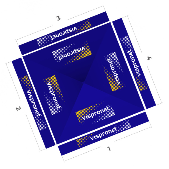 Pavillon pliable 3 x 3 m, vue de dessus