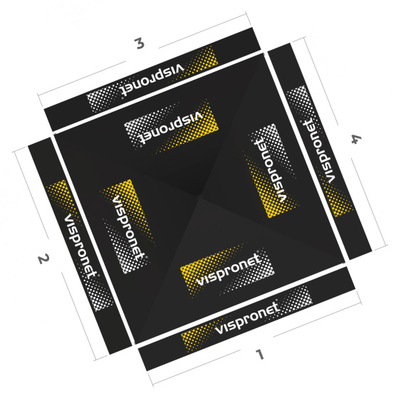 Pavillon pliable 3 x 3 m, vue de dessus