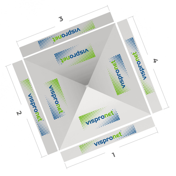 Pavillon pliable 3 x 3 m, vue de dessus