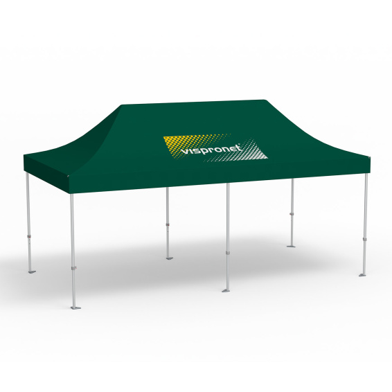 Pavillon pliable Premium, 3 x 6 m, vert, toit avec 1 logo imprimé (Côté 1)