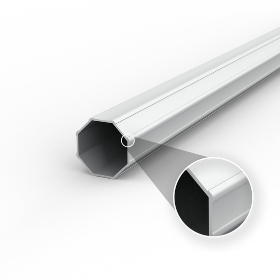 Profil octogonal en aluminium de haute qualité, extrêmement stable (ø 52 mm / 1,5 mm)
