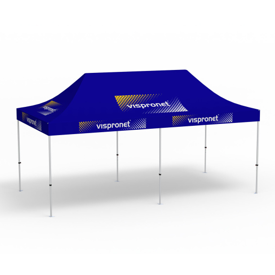 Pavillon pliable Select, 3 x 6 m, bleu, avec 10 logos imprimés