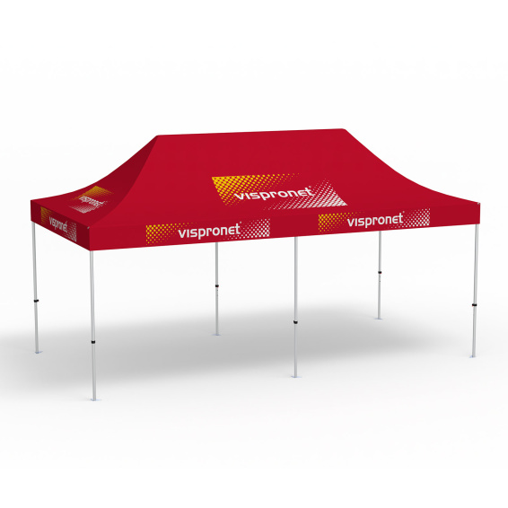 Pavillon pliable Select, 3 x 6 m, rouge, avec 10 logos imprimés