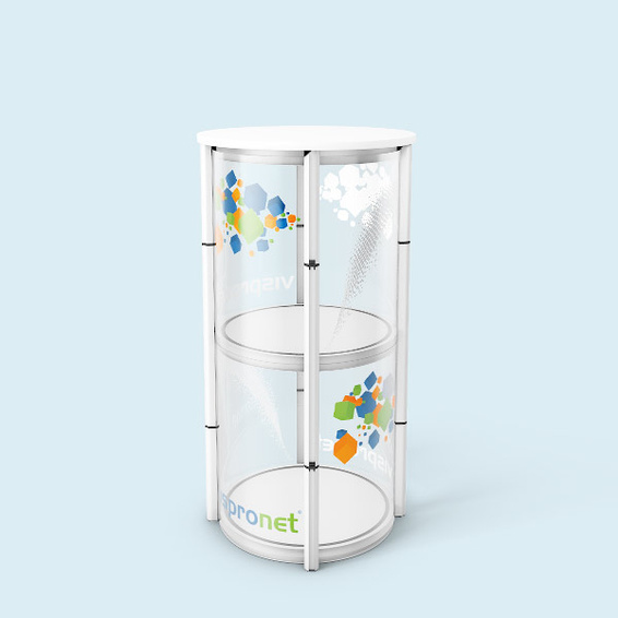 Comptoir de vitrine, panneaux d'impression: impression blanche derrière les surfaces colorées