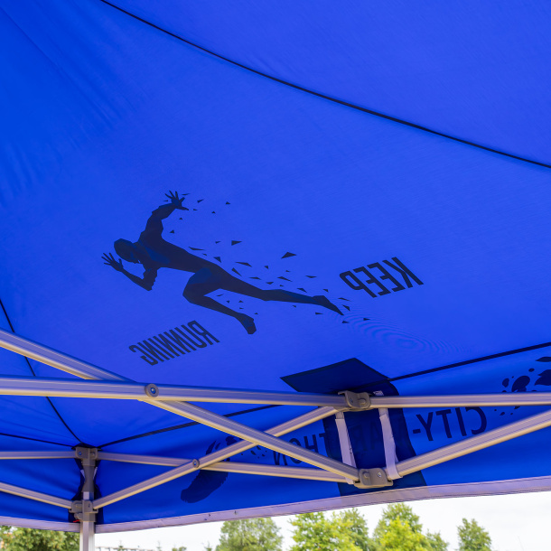 Tente pliante avec impression du logo - Vue du dessous de la tente