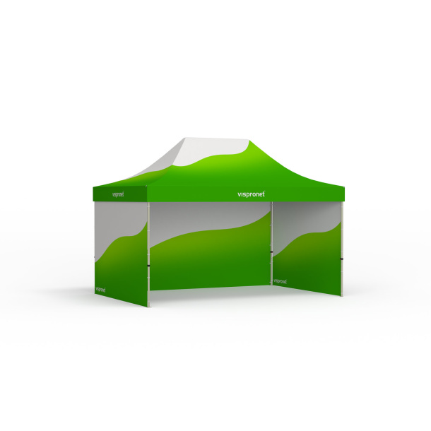 Tente Basic avec impression personnalisée du toit et des 3 cloisons pleines