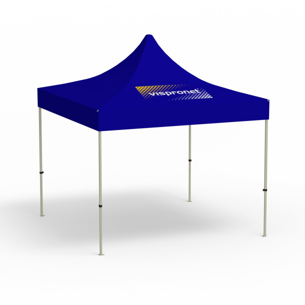Pavillon pliable Basic, 3 x 3 m, bleu, toit avec 1 logo imprimé (Coté 1)