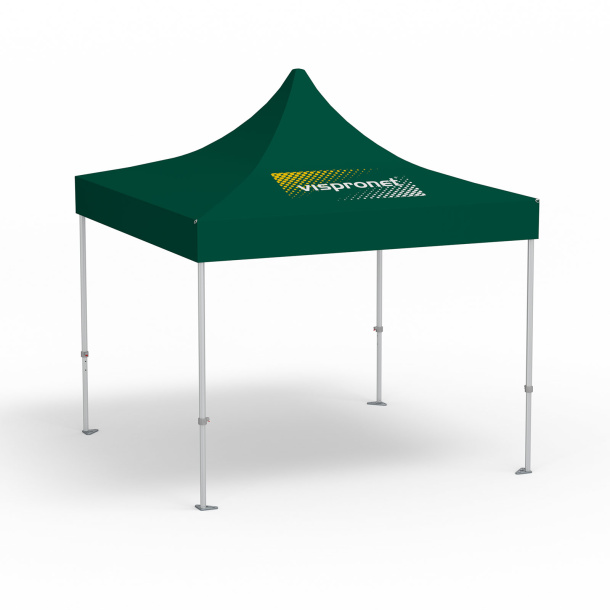 Pavillon pliable Premium, 3 x 3 m, vert, toit avec 1 logo imprimé (Coté 1)