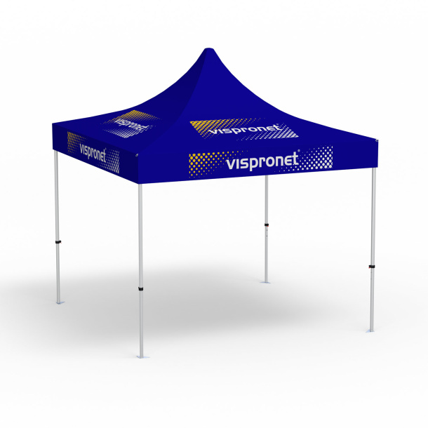 Pavillon pliable Select, 3 x 3 m, bleu, avec 8 logos impirmés