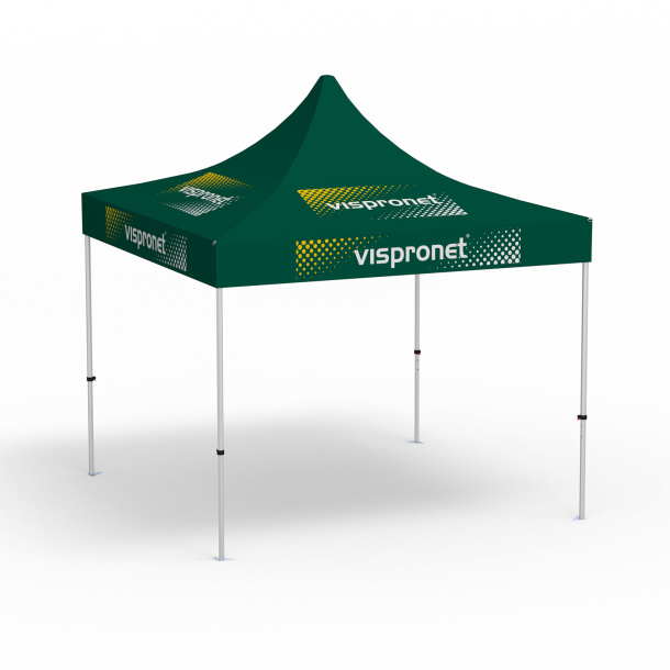 Pavillon pliable Select, 3 x 3 m, vert, avec 8 logos impirmés