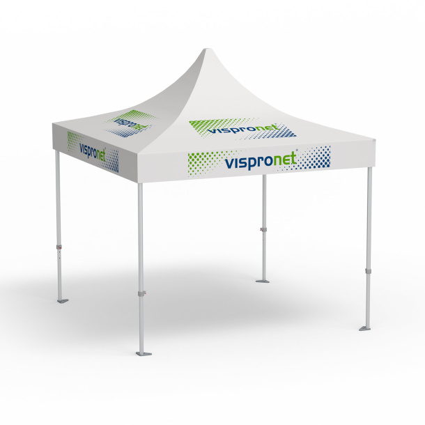 Pavillon pliable Premium, 3 x 3 m, blanc, avec 8 logos impirmés