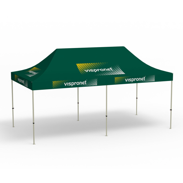 Pavillon pliable Basic, 3 x 6 m, vert, avec 10 logos imprimés