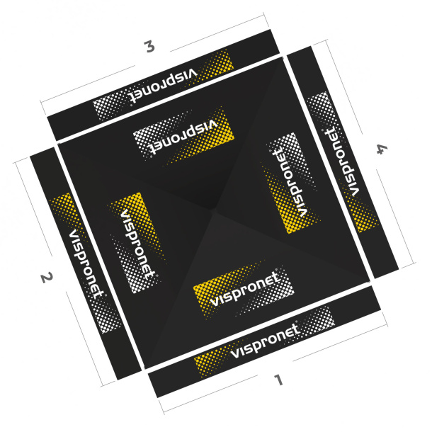 Pavillon pliable 3 x 3 m, vue de dessus
