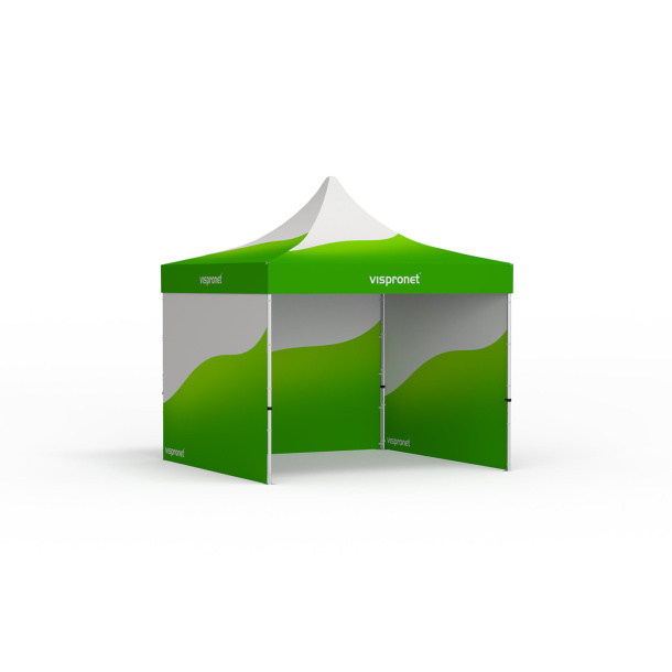 Tente Select avec impression personnalisée du toit et des 3 parois pleines