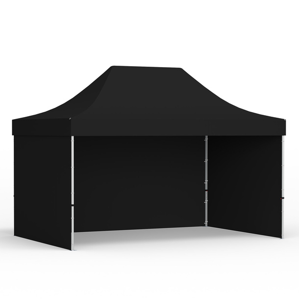 Tente pliante 3 x 4,5 m avec 3 parois pleines, noire
