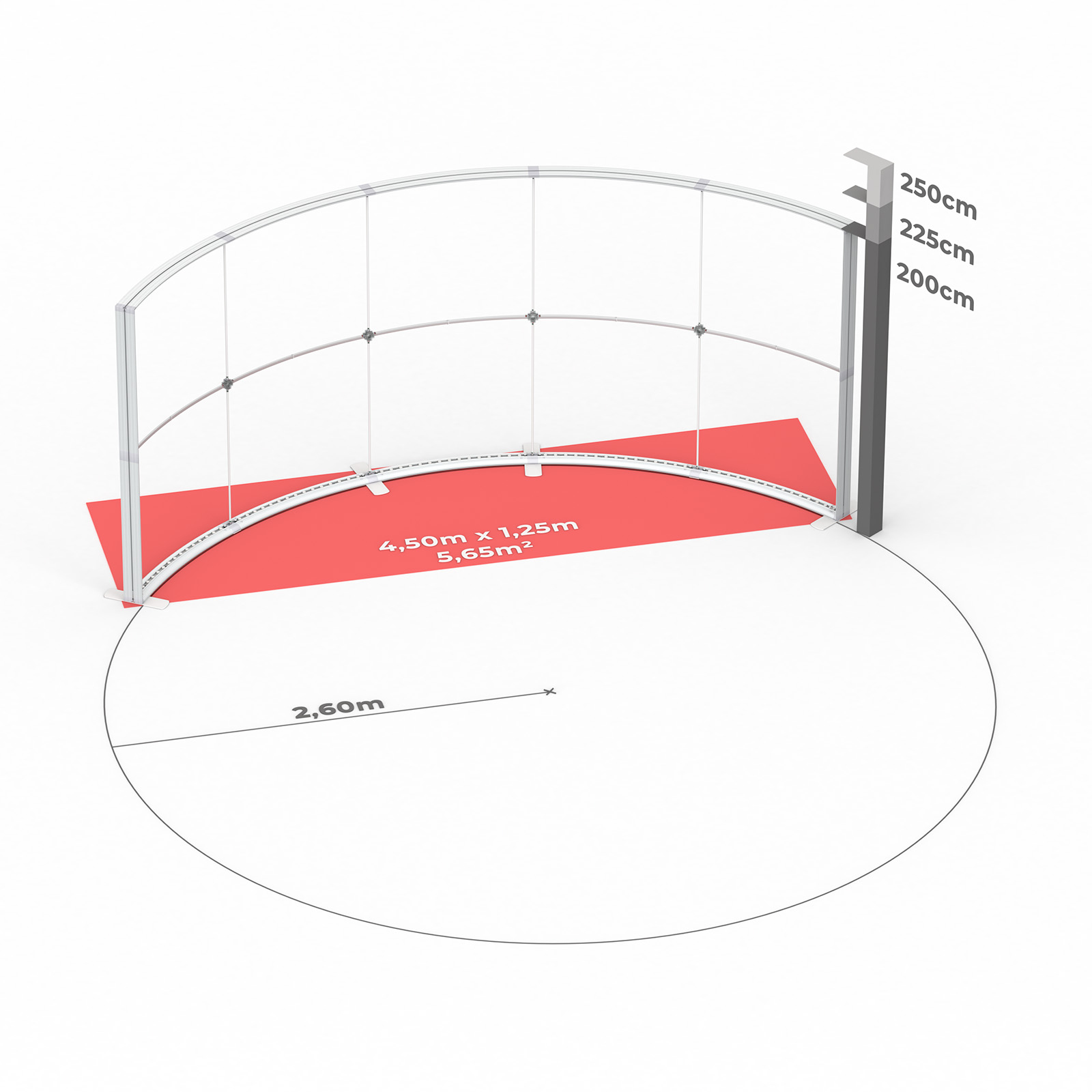 Dimensions techniques: Lightbox Flex Curved 500 cm