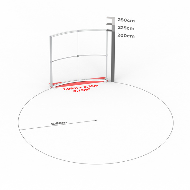 Dimensions techniques: Lightbox Flex Curved 200 cm