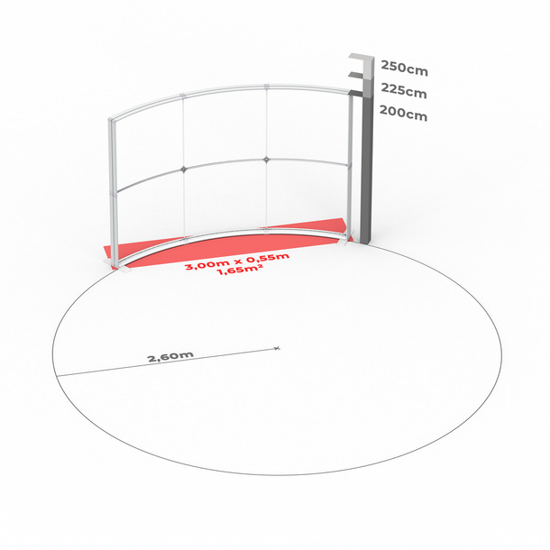 Dimensions techniques: Lightbox Flex Curved 300 cm