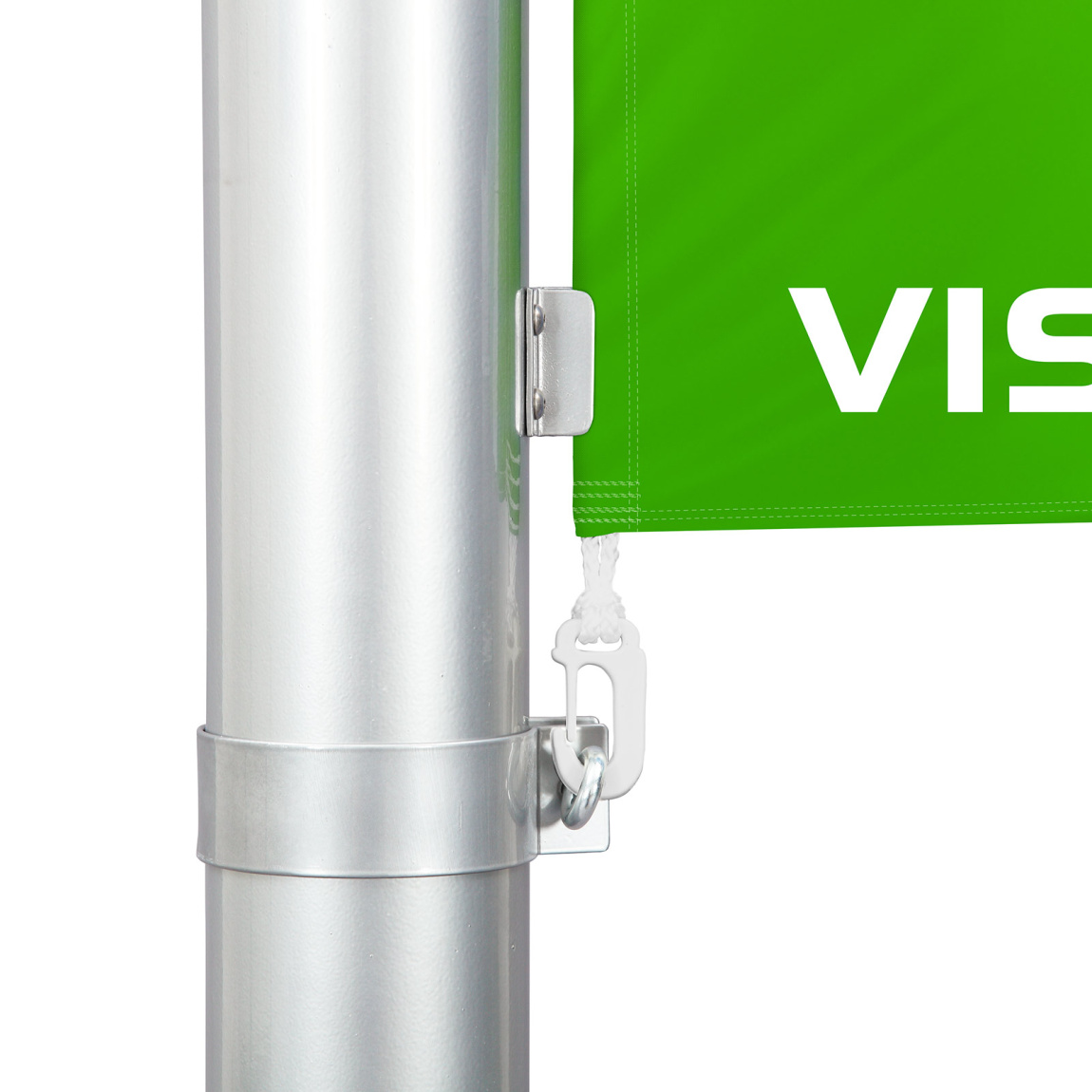 Mât souffleur, détail de la fixation inférieure du drapeau